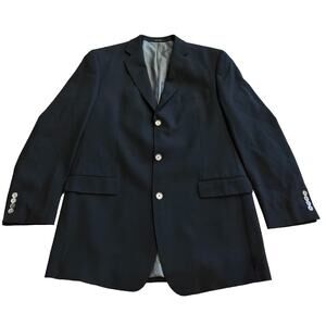 Calvin Klein 43L Black Wool Sport Coat Suit Blazer Jacket 3 Buttons